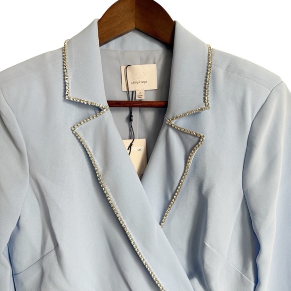 Cinq a Sept Blue Mini Sheath Dress with Long Bell Sleeves and V-Neckline size XS - Picture 4 of 8